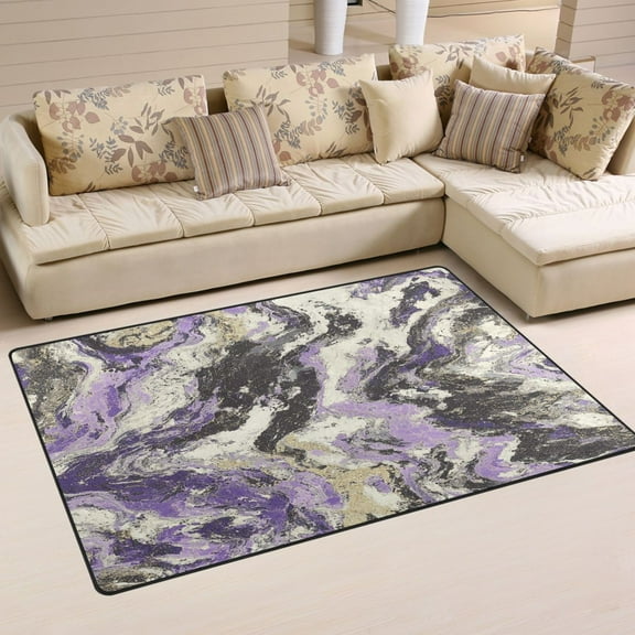 Art Purple and Black Pattern Soft Polyester Area Rug 31''x20'', Non Slip, Memory Foam, Water Absorbent