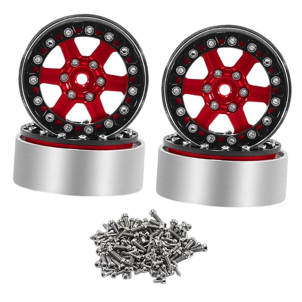 4 piezas 1/18 1/24 RC Crawler Wheel Llantas Accesorio Fácil de instalar Piezas altas Rojo