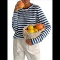 thumbnail image 1 of Suéter de Punto Suave A Rayas para Mujer, Camisas Holgadas Azul L, 1 of 10