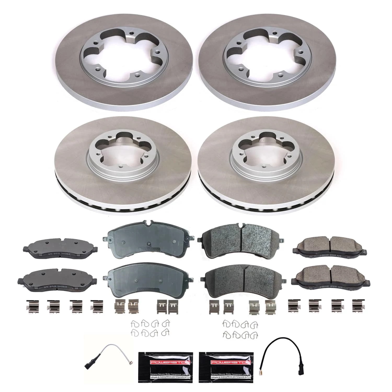 PowerStop Front and Rear Semi-Coated Rotor and Low-Dust Ceramic Brake Pad Kit SC9000