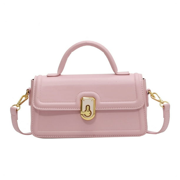 Bolso de mano para mujer, de PU, tipo bandolera, estilo retro, color rosa
