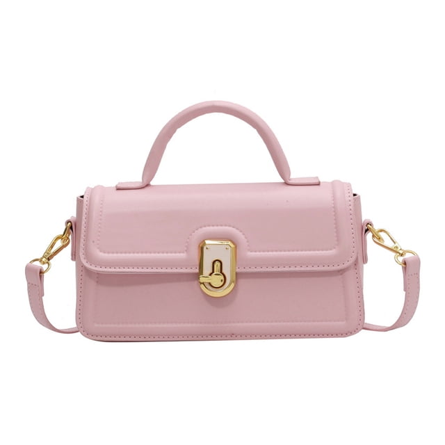 Bolso de mano para mujer, de PU, tipo bandolera, estilo retro, color rosa