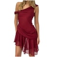 thumbnail image 2 of LOVZFMLL Robes Femmes Fille Aguichant Robe Moulante Col Sans Manches Robe en Maille à Volants, 2 of 6