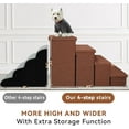 thumbnail image 3 of Dog Stairs with Storage 23" H, 4-Step Wider Dog Steps for High Beds Window, Folding Sturdy Pet Stairs Gift for Small/Medium/Large Old Dogs Cats, Ramp for Climbing Car Up to 200 lbs,Brown, 3 of 11