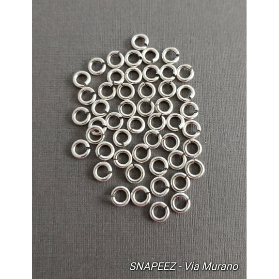 Snapeez II ULTRAPLATE 99.9% pure antique silver Moonlight Plate Ring Hard Open Jump Ring 5mm Heavy Gauge (Pk 50) Jump Rings. The Ultra Secure No Solder Jump Ring. Made in USA.