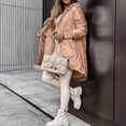 thumbnail image 3 of Iyufng Women's Hooded Quilted Mid Length Puffer Jackets, Zip Up High Low Winter Coat with Side Pockets, 3 of 6