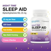 Puregen Labs Sleep Aid for Deeper, Restful Sleep, Diphenhydramine 25mg  220 Caplets