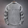 thumbnail image 7 of Denim Jacket Men Qiggri Men Pocket Button Long Sleeves Shirt Flip Collar No Hat Shirt Loose Coat, 7 of 7