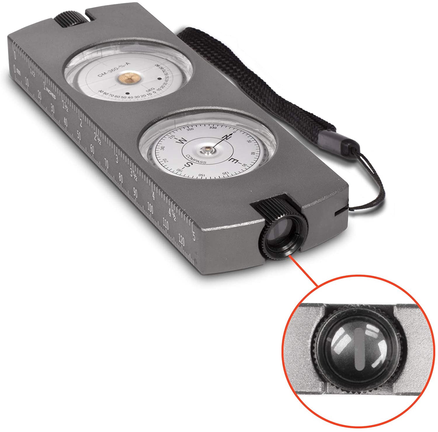 THE CIMPLE CO - Handheld Clinometer Compass w Case Combo - Satellite Inclinometer Surveying Tool