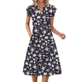 thumbnail image 4 of Fantaslook Summer Dresses for Women Ruffle Sleeve V Neck Midi Dresses Fashion Casual Flowy Vacation Sundress, 4 of 10
