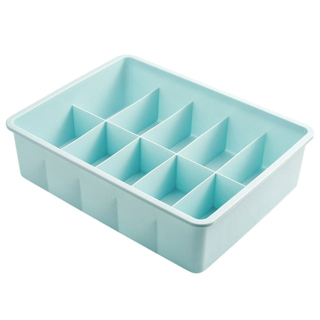 Youkk Plastic Space-saving Storage Box For Efficient Clothing Storage Sturdy And Durable Underwear Storage Light Blue 【10 Cells】