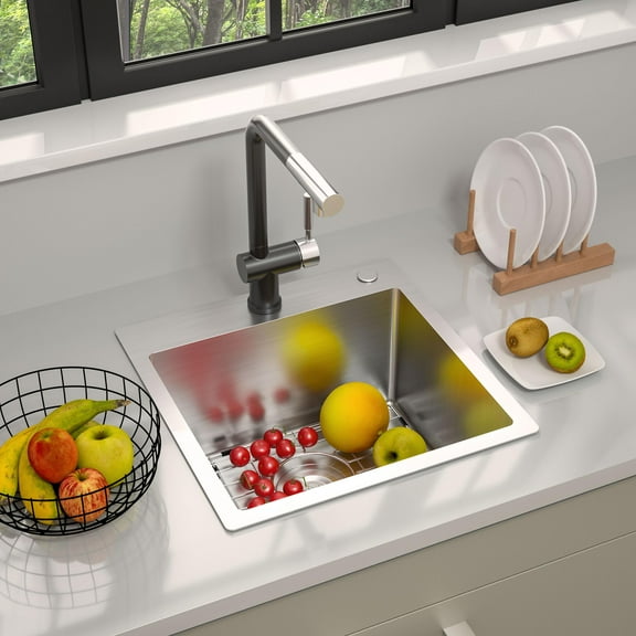 TORVA 18 Inch Kitchen Sink, 16 Gauge Stainless Steel Bar Sink Topmount Single Sink - 9 Inches Deep Bar/Prep Basin