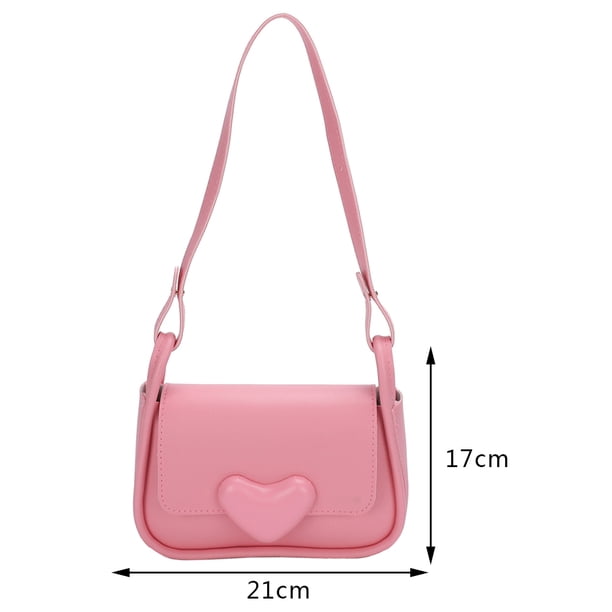 Bolso bandolera de cuero de PU Bolso de hombro con cierre de amor con solapa de moda para el trabajo rosa Sywqhk Para Estrenar