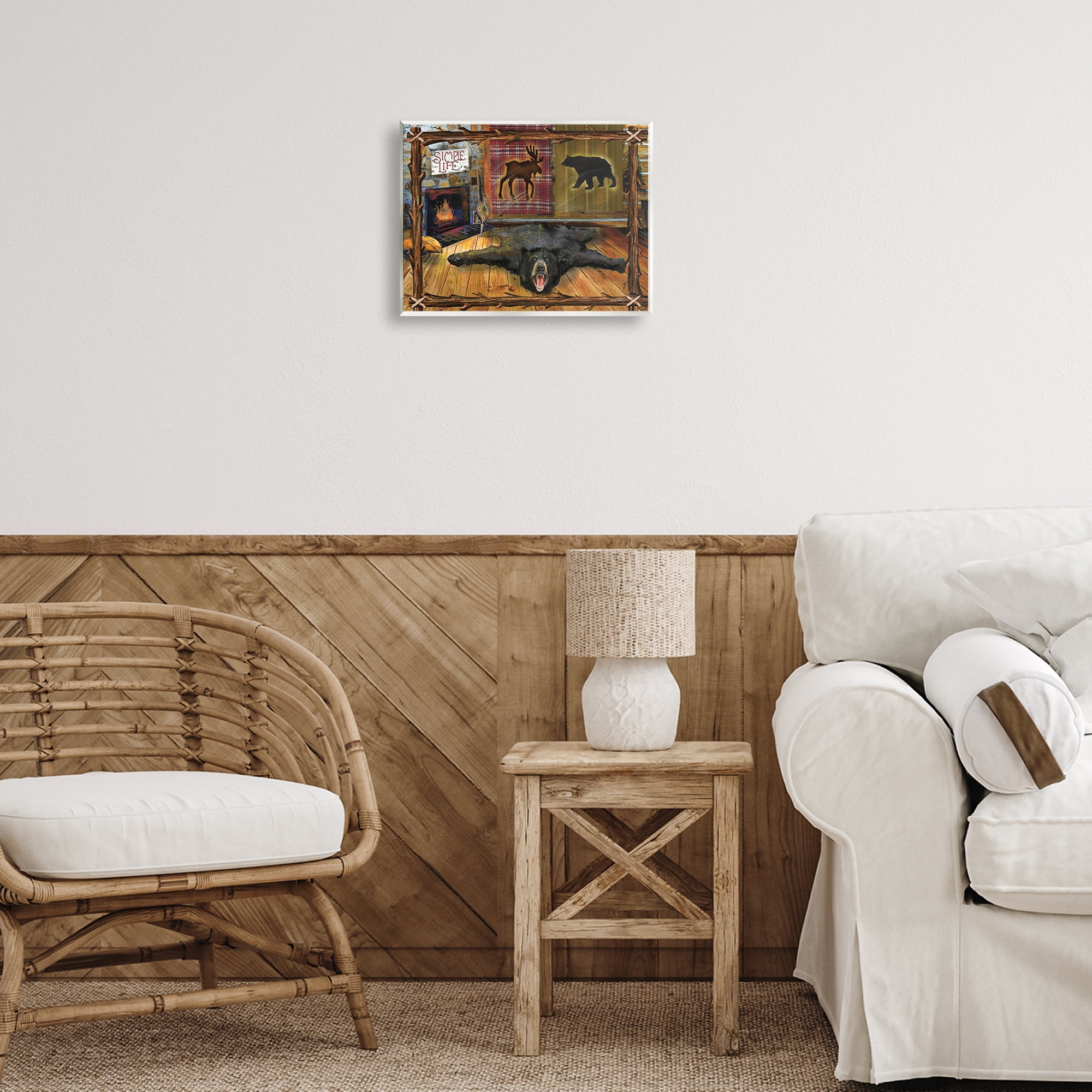 Stupell Industries Rustic Cabin Interior Animals & Insects Painting Unframed Art Print Wall Art, 14 x 11