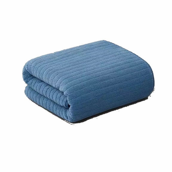 Bath Towels Hand Towels 1PC 75x35CM Coral Velvet Towel For Adult Daily Use At Home Absorbent Dry Hair Towel That Does Not Hair Beach Towel Strip Patterned Bath Towel Blue