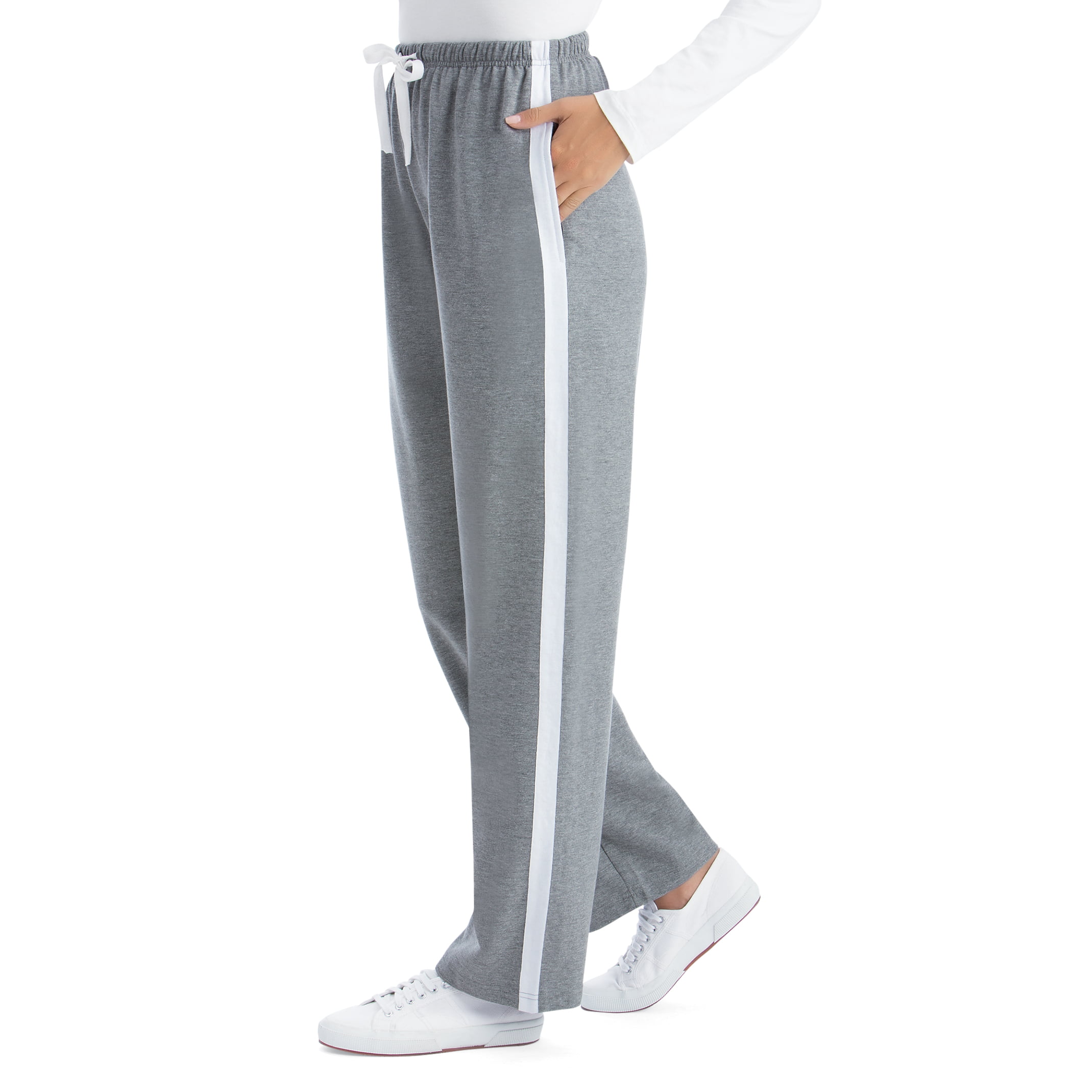Fflirtygo Women's Cotton Track Pants, Joggers for Women, Night Wear Pajama,  Blue Color Half Stripe and Grey Color Full Stripe Track Pant with Pockets  for Sports Gym Athletic Training Workout : 