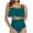 Blue, variant on Qiopertar Women's Ruffled Swimsuit Set Vintage Two Piece Bikini with Shorts High Waist Tummy Control Swimwear Beach Pool Party Vacation, Black M