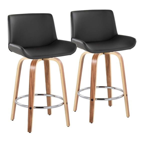 LumiSource Santi 25" Fixed-Height Counter Stool - Set of 2 in Zebra Wood