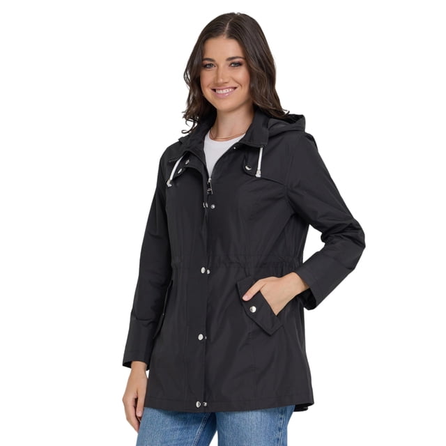 Chubasquero Steve Madden con capucha impermeable para mujer, talla XS-3X
