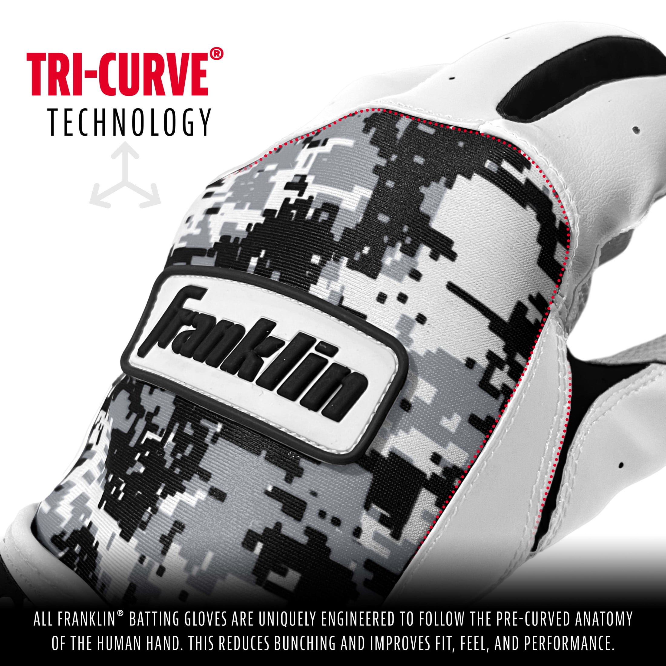 Franklin Sports Digitek Batting Gloves Gray/White/Black Digi Adult Small