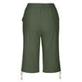 thumbnail image 6 of ABATAB Capri Pants for Women Cotton Linen Cropped Pants Knee Length Elastic Waist Drawstring Capris with Pockets, 6 of 7