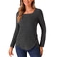 thumbnail image 1 of INSPIRE CHIC Women's Ribbed Knit Top Long Sleeve Square Neck Tee Tops, 1 of 6