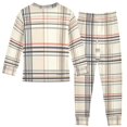 thumbnail image 2 of FORMRS Long Sleeve Top and Pants Pajama Set for Niños 2-Piece Sleepwear, Sizes 18M-8Y, Beige Plaid Pattern, 2 of 6