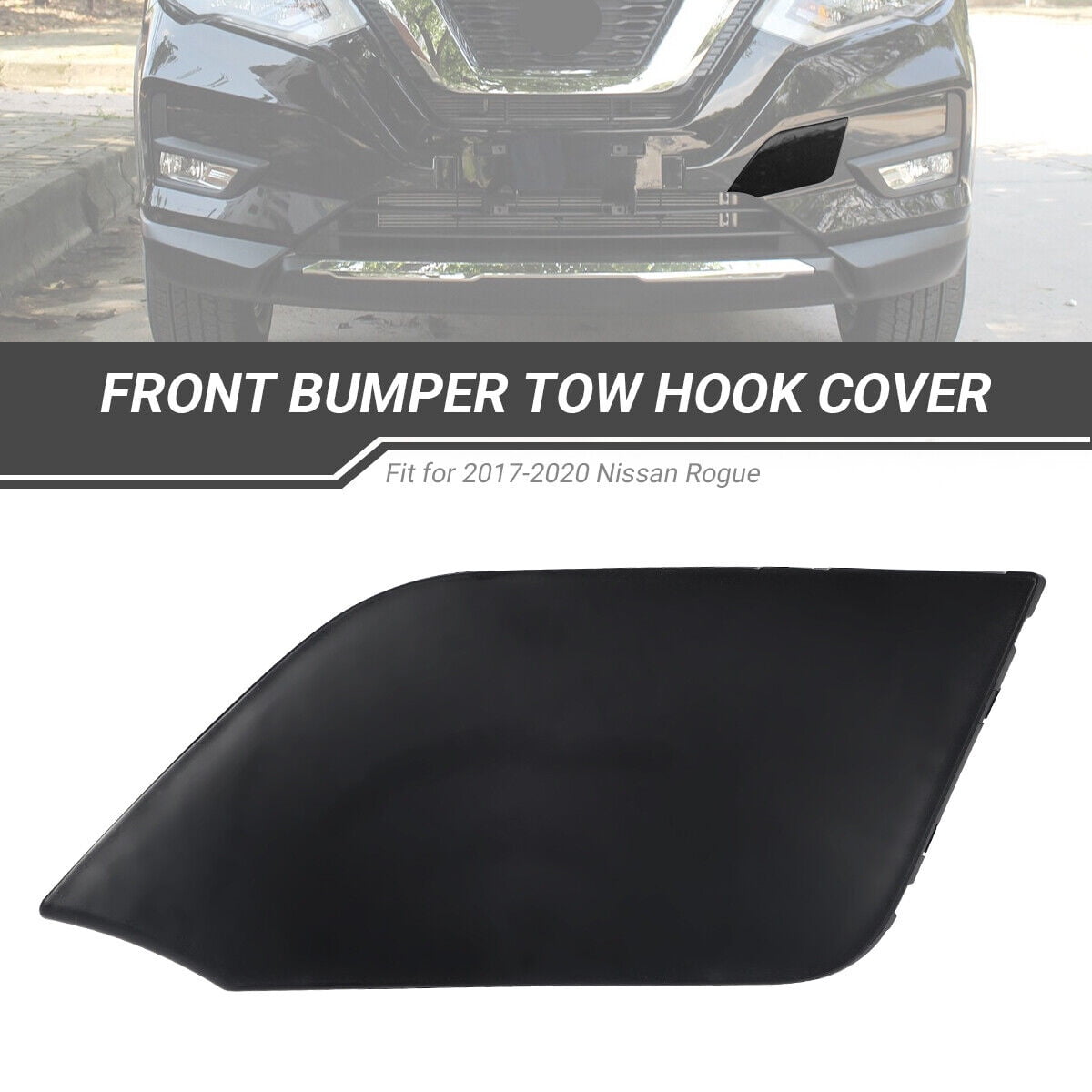 Front Bumper Tow Hook Cover For 2017-2020 Nissan Rogue - Black