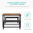 thumbnail image 6 of Accreate Dining Table Set for 3 with Upholstered Benches, Kitchen Furniture for Space-Saving, Brown, 6 of 7