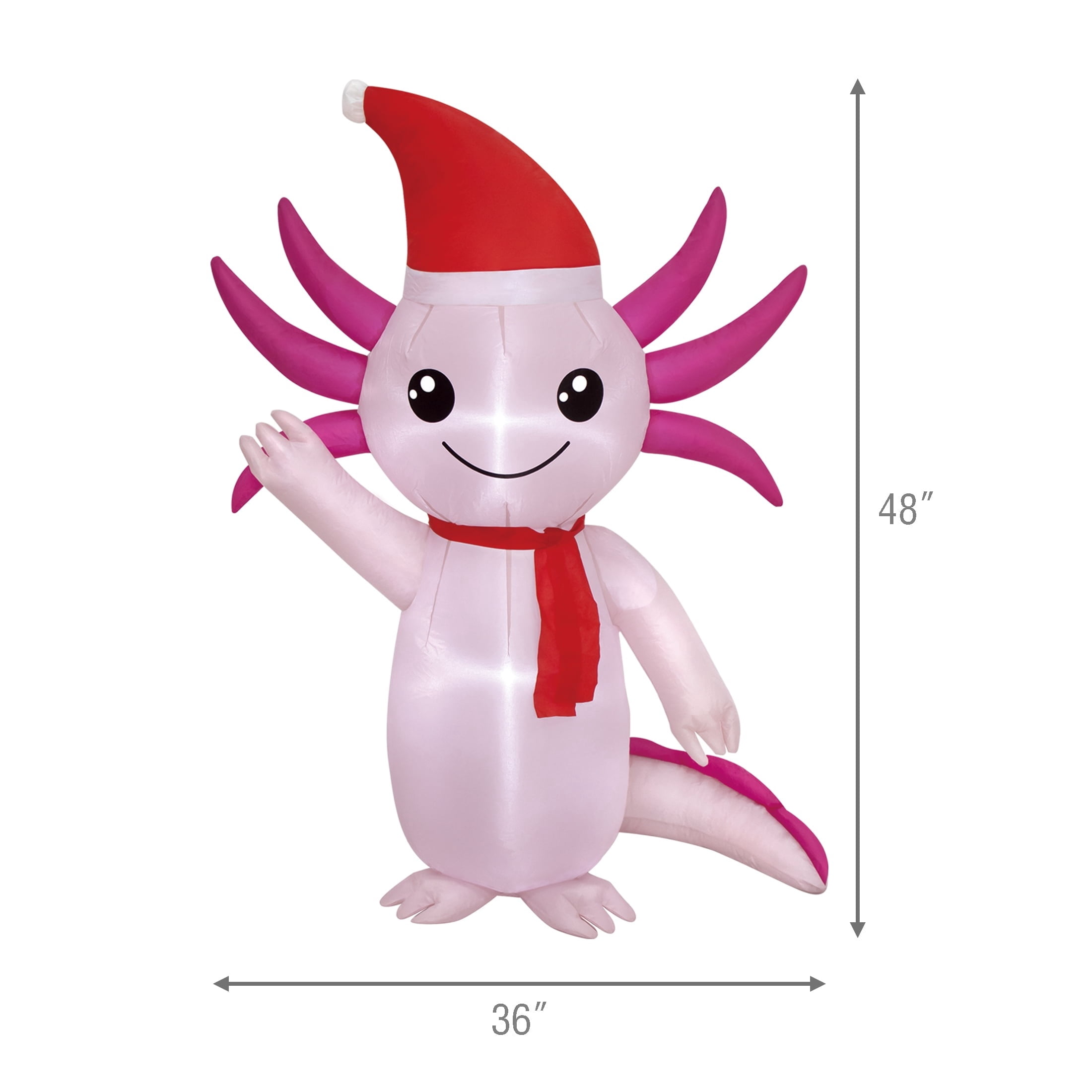 Pink and Red Axolotl Christmas Airblown Yard Inflatable, 4', by Holiday Time