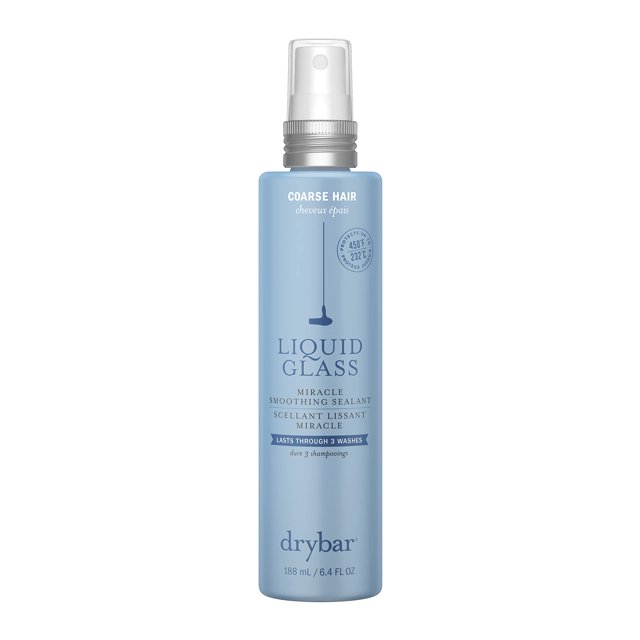 Vidrio líquido Drybar protector contra el calor, rico en humedad, para cabello grueso