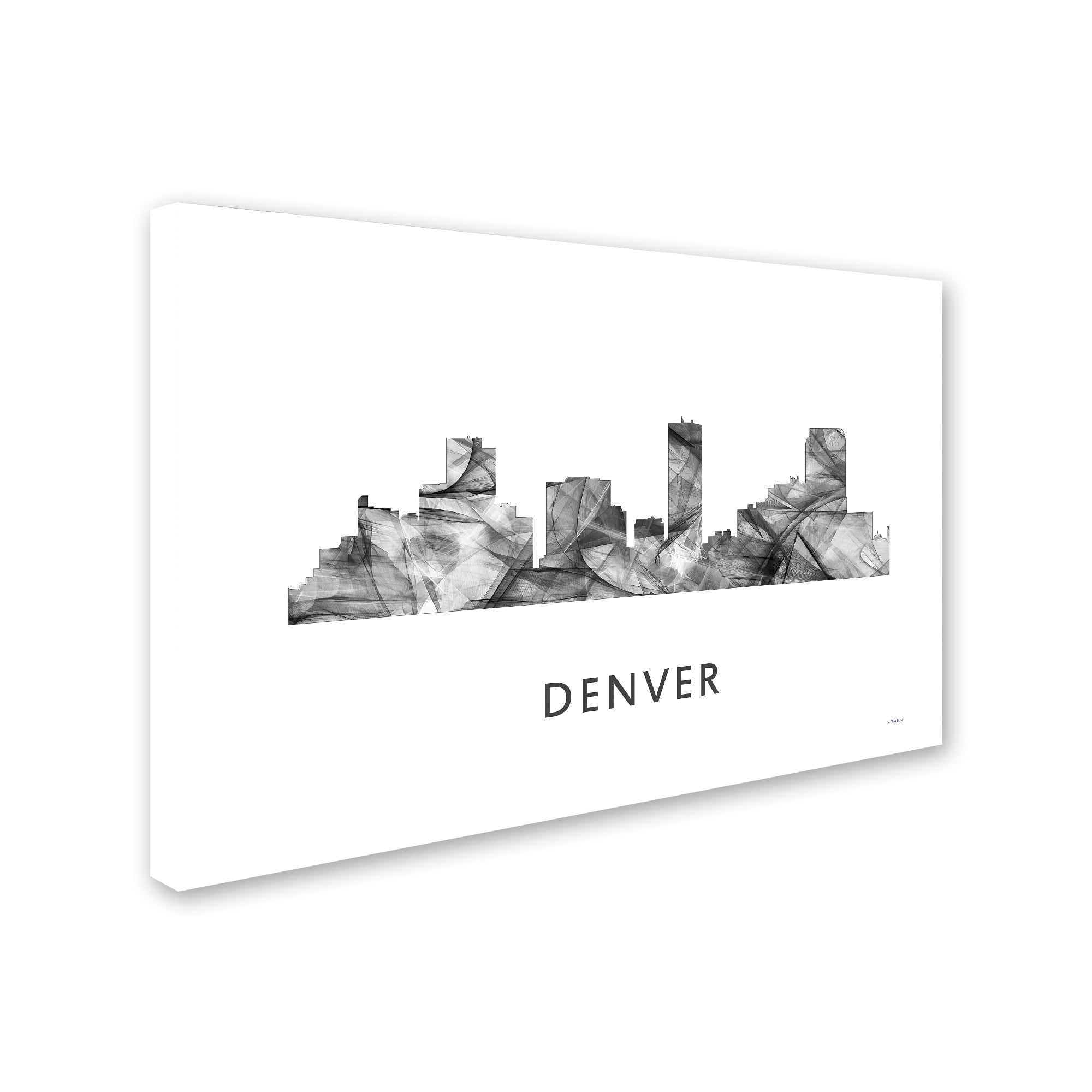 Trademark Fine Art 'Denver Colorado Skyline WB-BW' Canvas Art by Marlene Watson