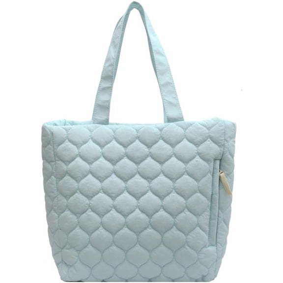 Kukuzhu Quilted Shoulder Bag Women's Padding Down Cotton Hobo Purse Handbag Large Work Totes Top Handle Bag with Zipper
