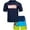 Navy Avengers Multi Stripe, variant on Avengers Boys' Rash Guard Set - Kids UPF 50+ Swim Shirt and Trunks for Boys (3T-12)