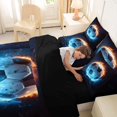 thumbnail image 5 of Manfei Football Games Twin Bedding For Boys,Ball Sport Bedding Comforter Set,Blue Orange Black,Black Reversible,7-Piece, 5 of 8