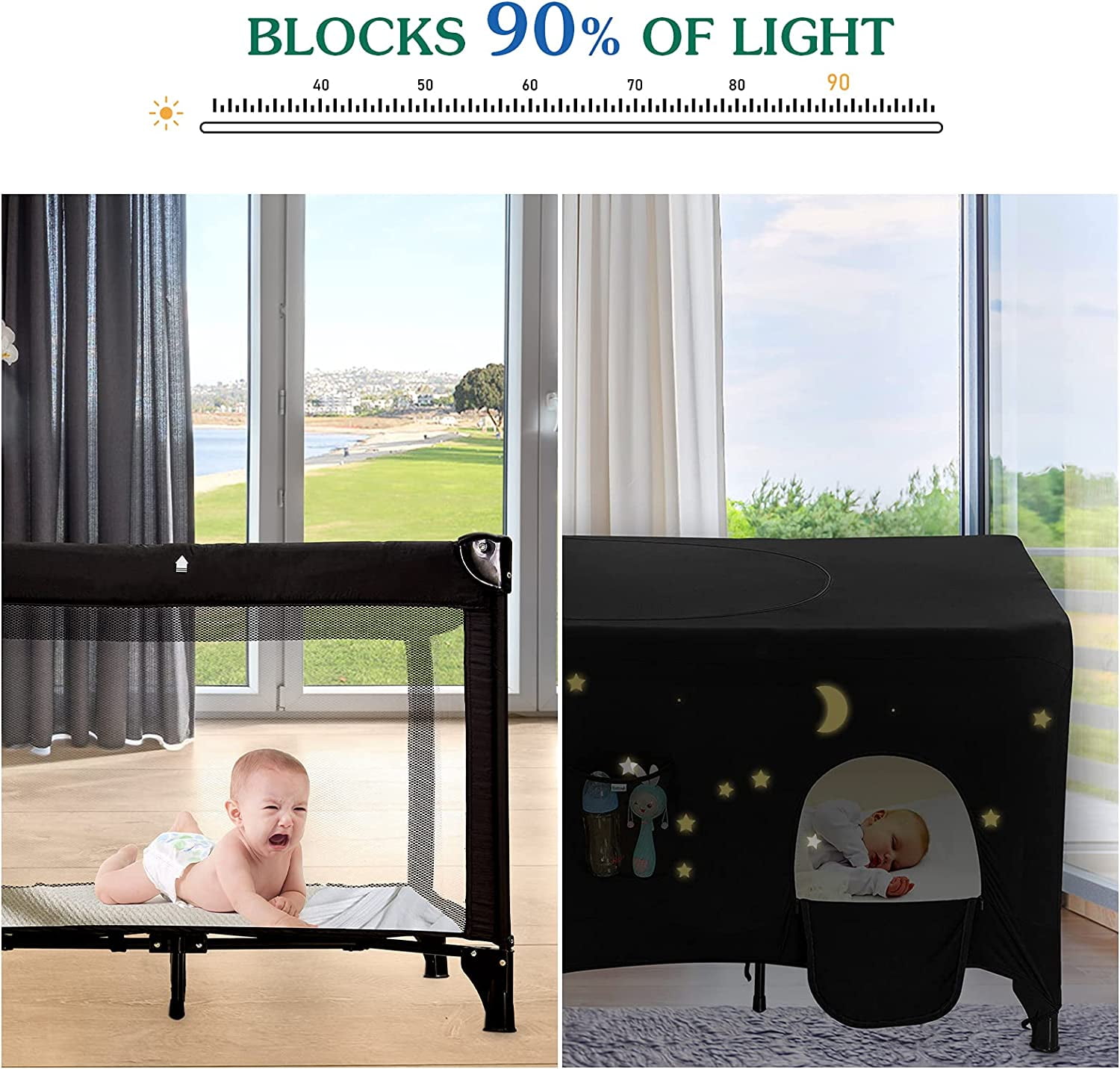 Pack N Play Blackout Cover Baby Travel Crib Canopy Block 95 Light Slumber Tent Sleep Pod Walmart