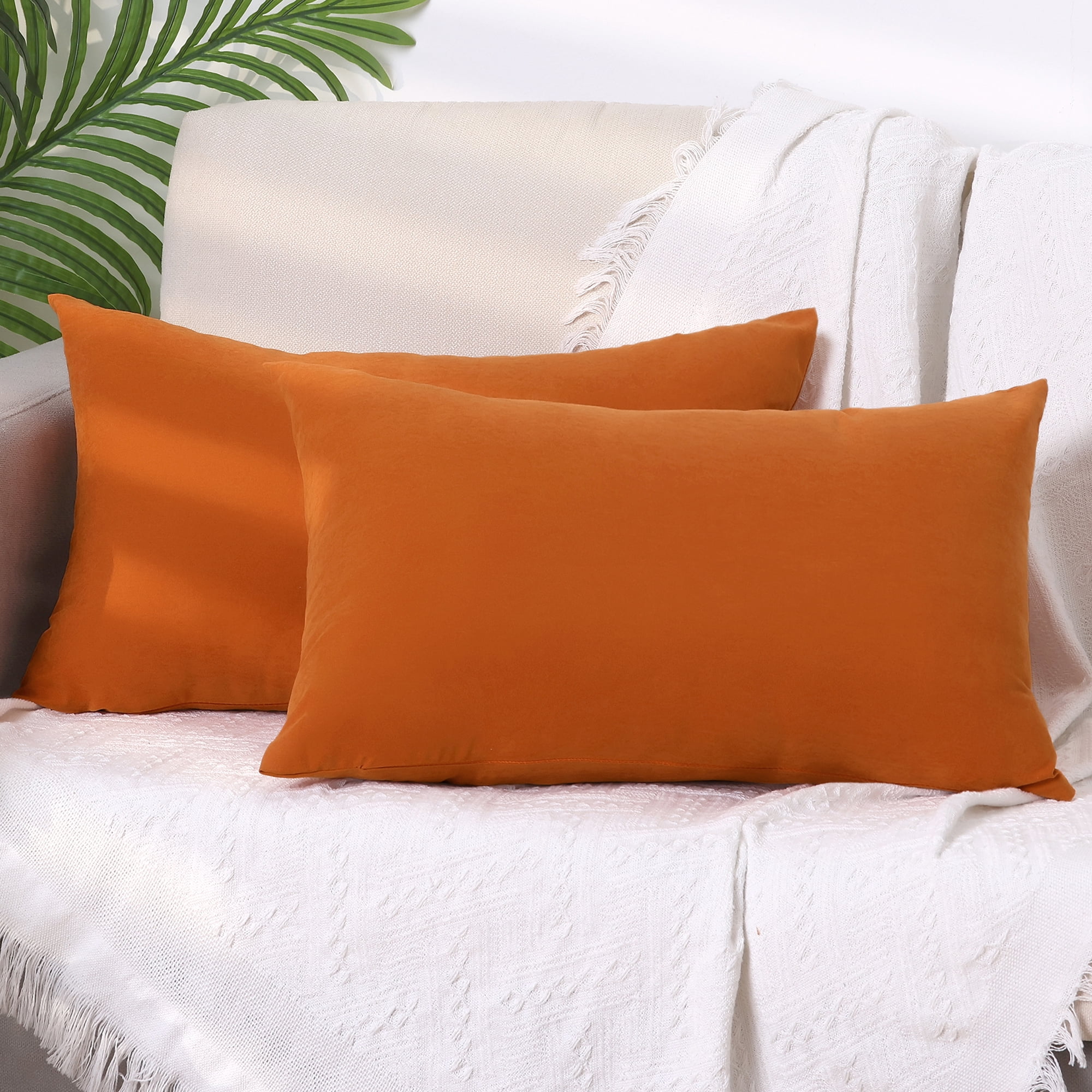 Unique Bargains 4 Pcs Solid Color Pillowcases Hidden Zipper Pillow Covers Orange 12" x 20"