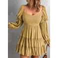 thumbnail image 4 of Women's 2023 Summer Spring Elegant Off Shoulder V Neck Long Sleeve Pleated Flowing Boho Floral Print Crewneck Short Sleeve, 4 of 9