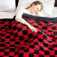 thumbnail image 2 of Throw Blanket for Couch Red Black Checkered Blanket Warm Thick for Winter Fuzzy Fluffy All Season Use(Checkered-Red Black, Throw()) Checkered-red Black Throw(), 2 of 7