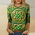 thumbnail image 1 of Xuyuer St Patricks Day Shirt Women Irish Shamrock 3/4 Sleeve Tshirts St Paddys Day Tee Tops St. Patrick's Day T-Shirts Crew Neck Spring Graphic Tee Tops Fashion Casual Pullover T-Shirt Top, 1 of 5