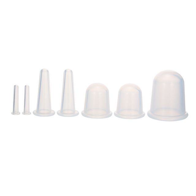 7pcs 4 tamaños Copa de masaje de silicona Copa de ventosa facial Vacío TFixol Ventosa