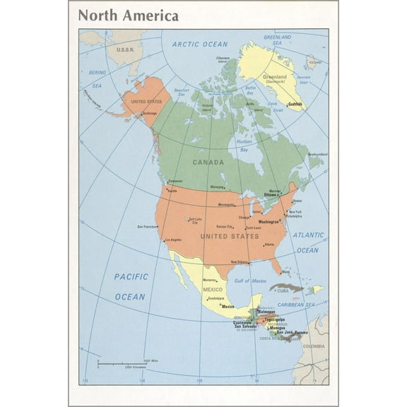 24"x36" Gallery Poster, cia map of North America 1976