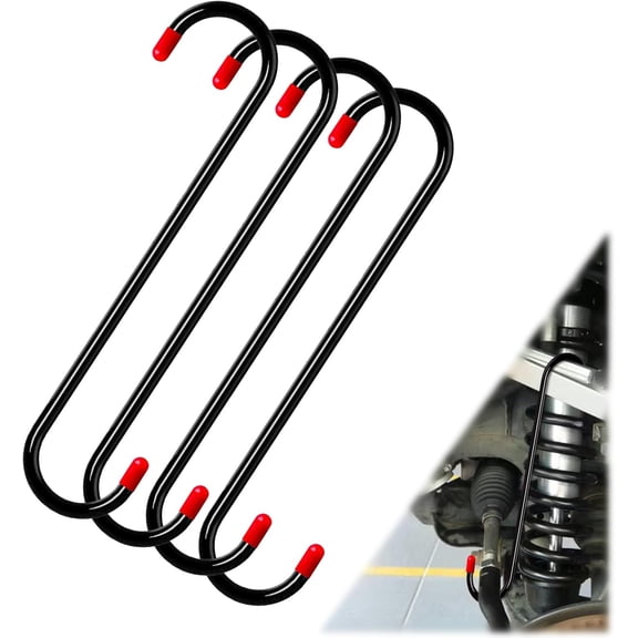 4-Piece Brake Caliper Hanger Set with Rubber Tips, Durable Steel Rust-Proof Hooks for Automotive Brake, Axle & Suspension Service, Secure Tool for Mechanics