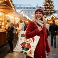 thumbnail image 5 of Antqov Christmas Canvas Tote Bag Reusable Santa Claus Christmas Gift Bag Large Capacity Tote Pouch for Home Office Supplies Gifts for Women, 5 of 6
