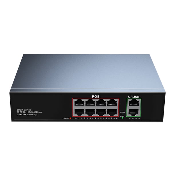 Conmutador POE Gigabit 8 Puertos IEEE802.3AT/AF Se Extiende A 250 M para Cámaras IP CCTV