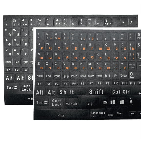 1Pc Full Size Russian Keyboard Stickers Letter Alphabet Layout Sticker Key for Laptop Desktop PC -Orange Letters