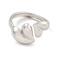 thumbnail image 2 of 304 Stainless Steel Heart Open Cuff Ring for Women Stainless Steel color Inner Diameter: 16mm, 2 of 3
