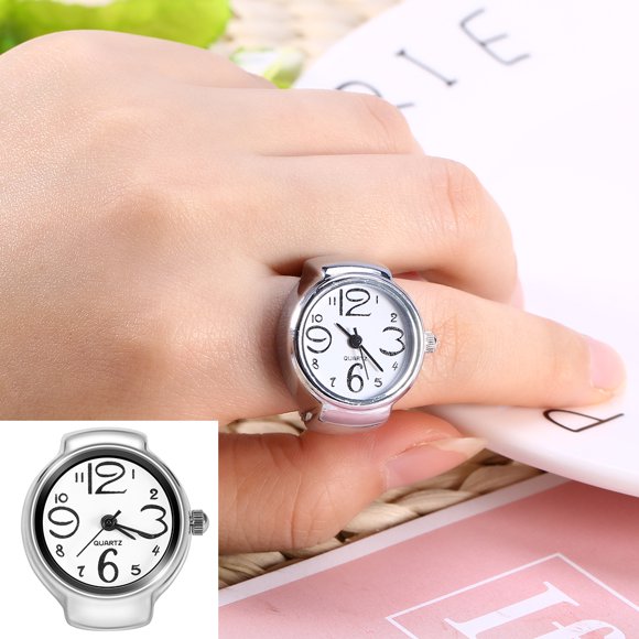Reloj de Anillo Ecomeon Anillo de cuarzo analógico 8 colores Blanco
