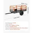 thumbnail image 6 of KFFKFF Garden Utility Trailer, 22 Cu. ft & 1600lbs Capacity, Tow-Behind Steel Dump Cart with Removable Rear Panel, Yard Trailer for Lawn Mowers, 6 of 9