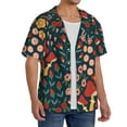 thumbnail image 4 of Naloa Berries and Flowers Men's Loose Fit Cuban Collar Short-Sleeve Shirt with Button-down and Chest Pocket for Everyday Wear Outings - 3X-Large, 4 of 7
